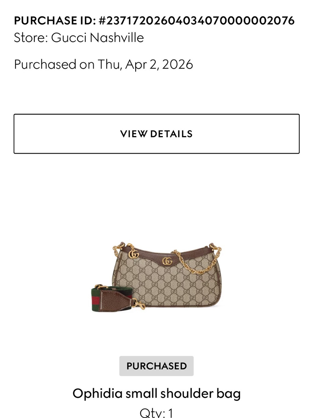 Gucci Beige Brown GG Canvas Shoulder Bag with Green-Red Strap - Picture 3 of 3